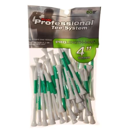 ProActive Sport TPTS400W50 4 PTS ProLength Max Tee In White - 50 Pack